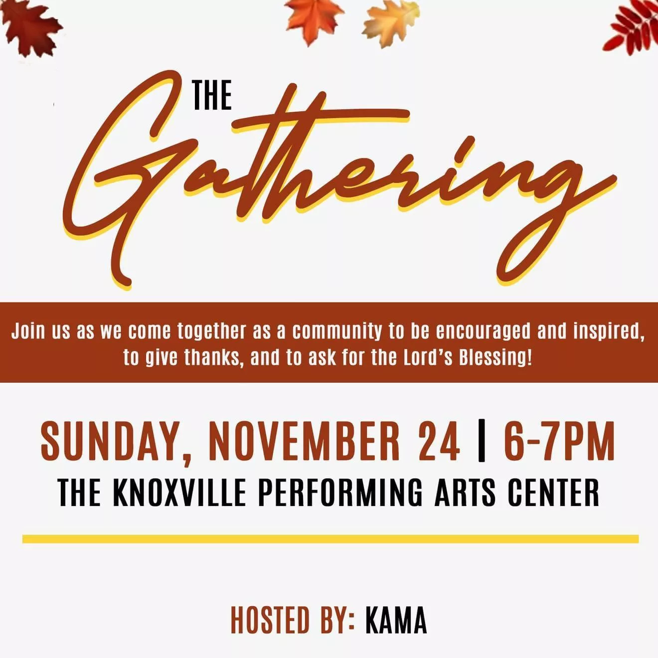 Knoxville Area Ministerial Association Holding “The Gathering” at the Knoxville Performing Arts Center Sunday