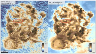 The new map of Alpha Regio on Venus, made from data collected by Magellan and Arecibo and re-analysed using new machine-learning techniques