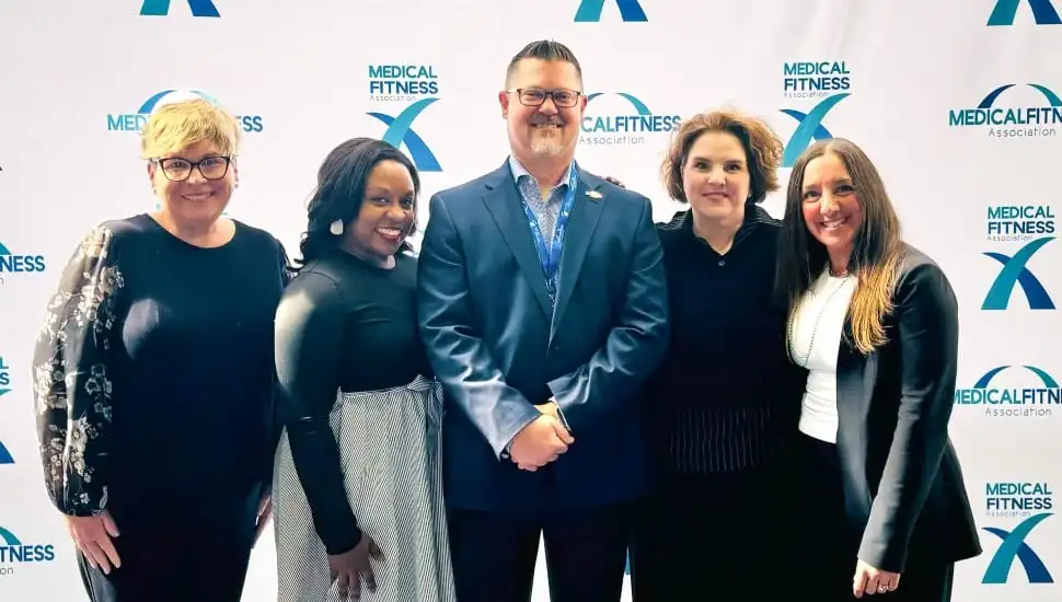 Representatives from the YMCA of Greater Brandywine (YGBW) and the Medical Fitness Association (MFA) attend the Medical Fitness Association conference in New Orleans, LA, where YGBW was recognized for being the first YMCA association in the nation to earn the Medical Fitness Facility Certification from MFA. Pictured (Left to Right): Terri Edgar; Heather W. Wilson; David Flench, FACHE, FMFA; Veronica Lopez, RN; Jackie Canan.