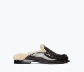 Temi Shearling Penny Loafer Mule