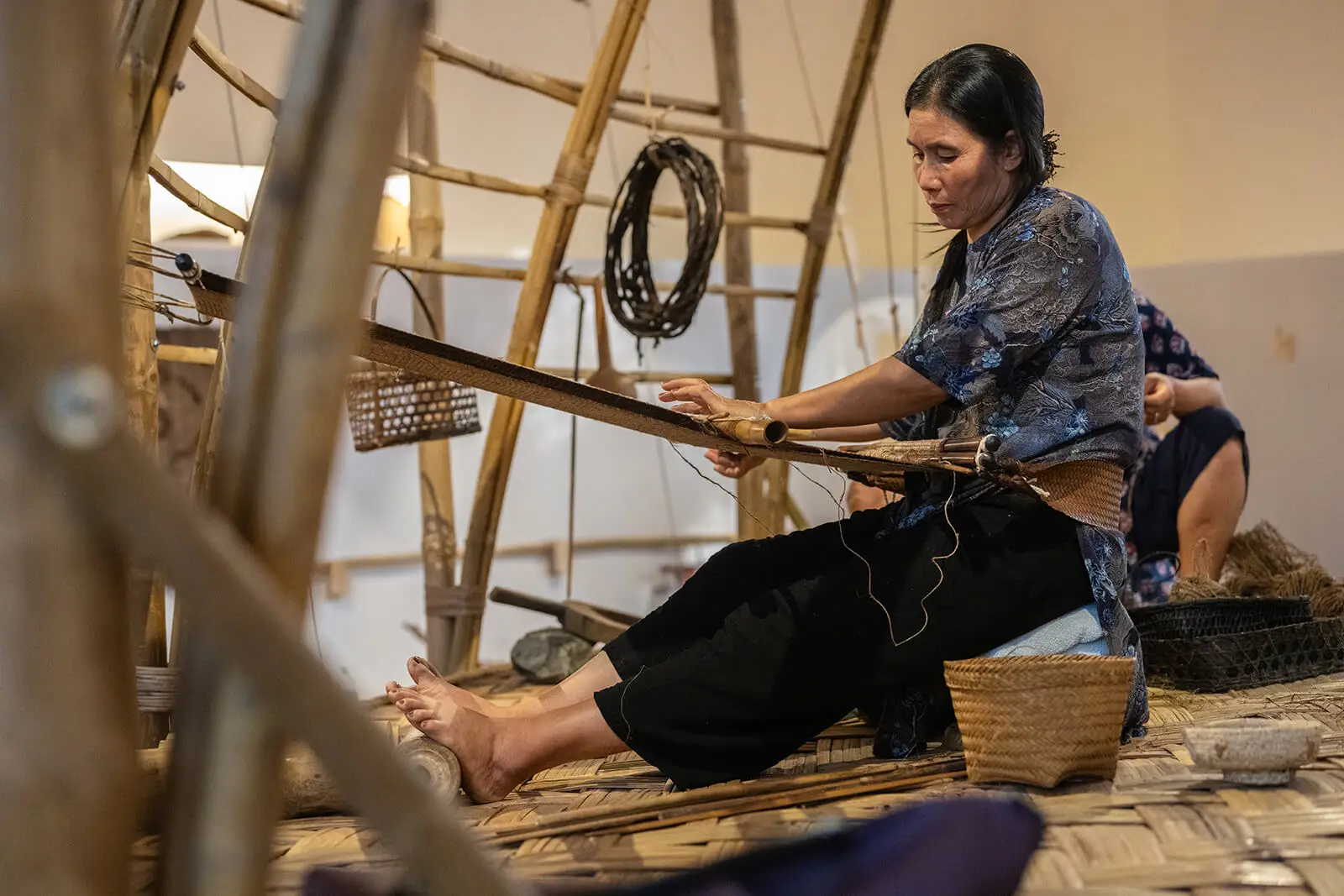 Exhibition view of Bamboo: A Way of Life workshop, featuring Rajeev Wind, La, Mianzi, QX Design, Thumb Impressions, Studio Aro, Woven Threads, scenography by Sangaru Design Studio, curated by Sandeep Sangaru, installed at the Serendipity Arts Festival 2023 | Bamboo: A Way of Life | Serendipity Arts Festival | STIRworld