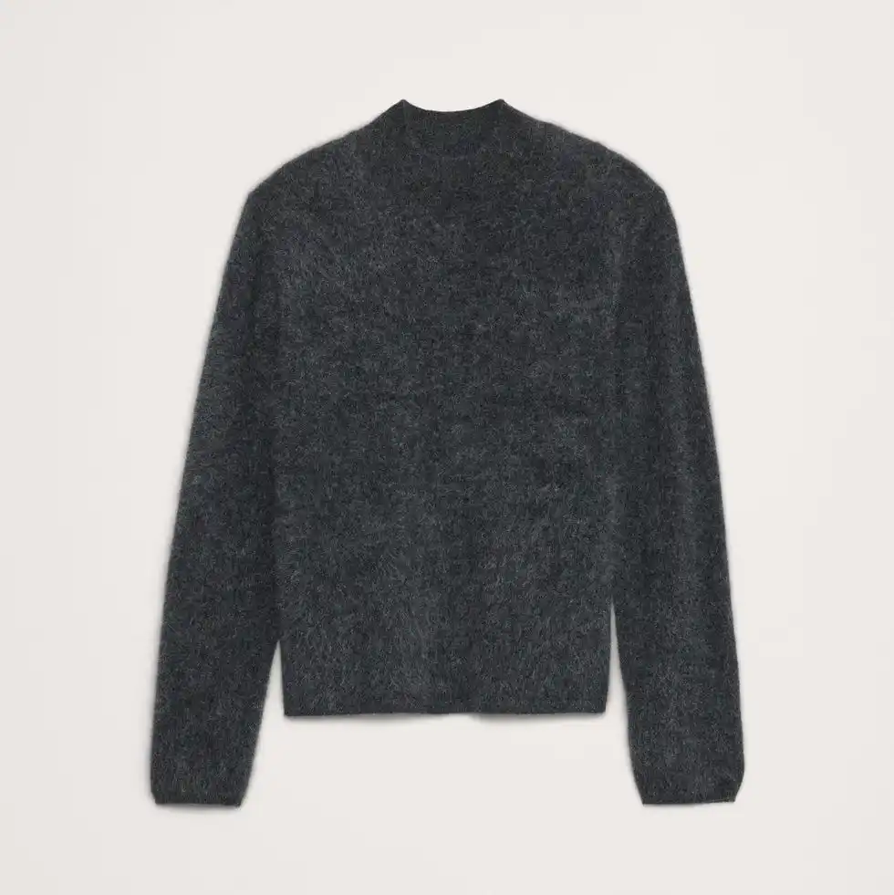 Brushed Cashmere Mock-Neck Sweater