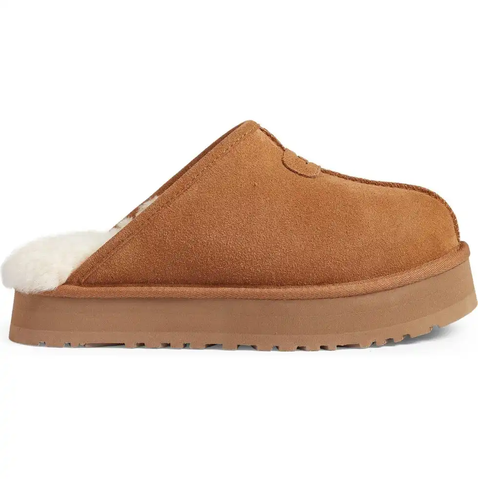 Discoquette Genuine Shearling Slide Slipper 