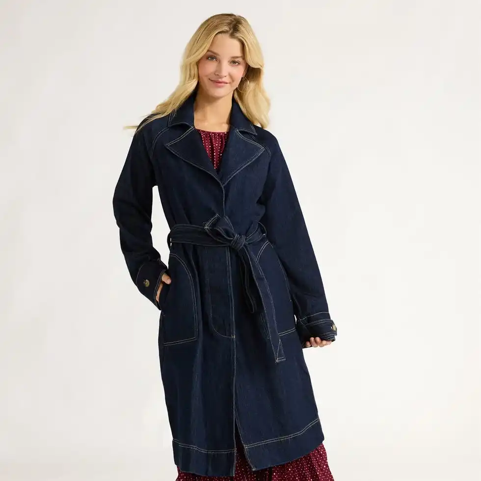 Belted Long Cotton Trench Coat