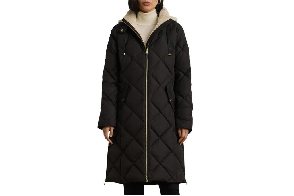 Diamond Quilted Hooded Coat