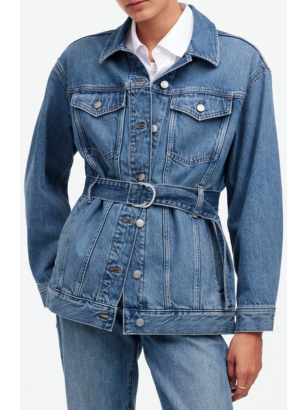 Madewell Belted Oversize Trucker Jean Jacket