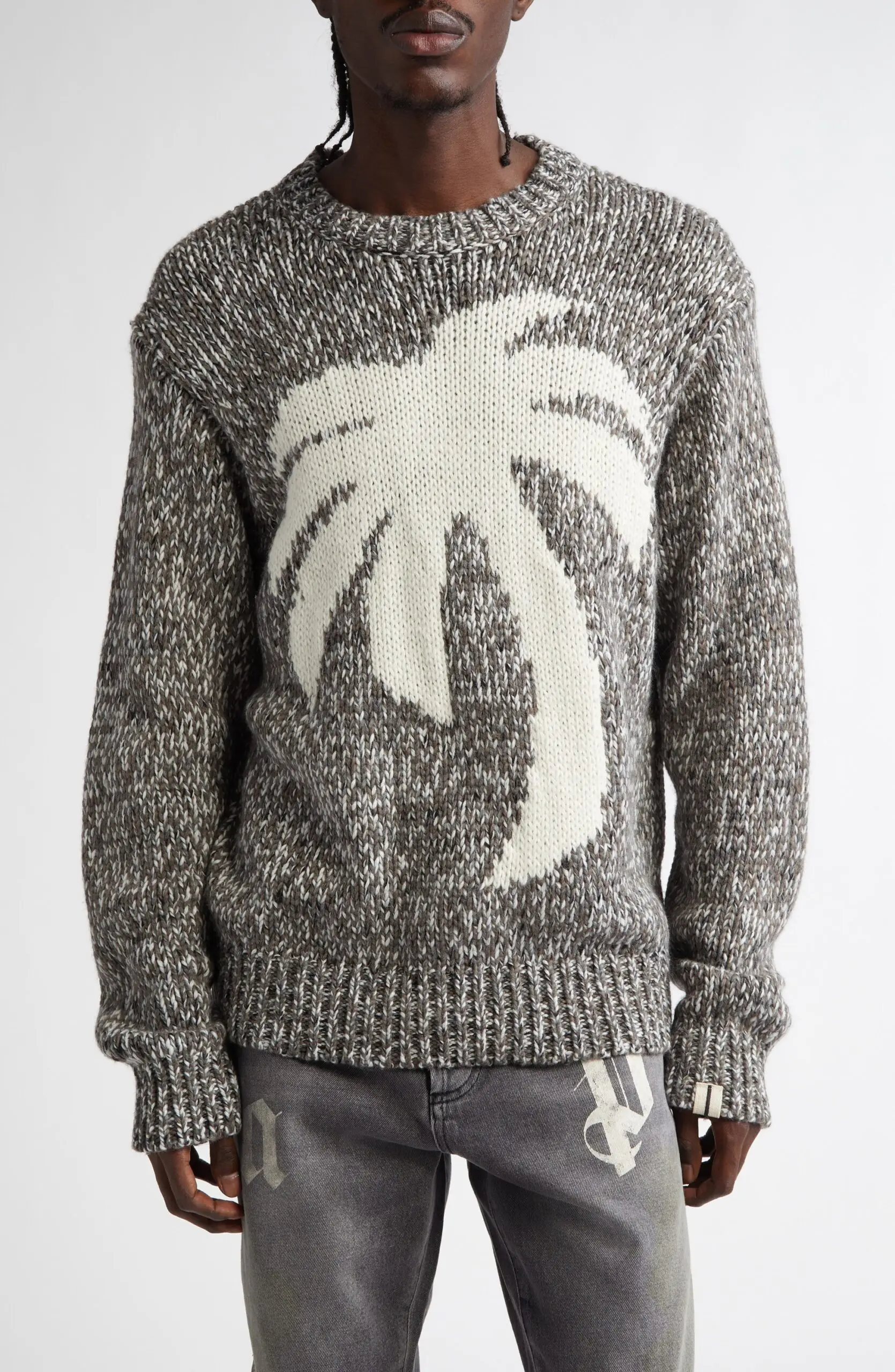 Palm Angels Palm Tree Marled Intarsia Sweater