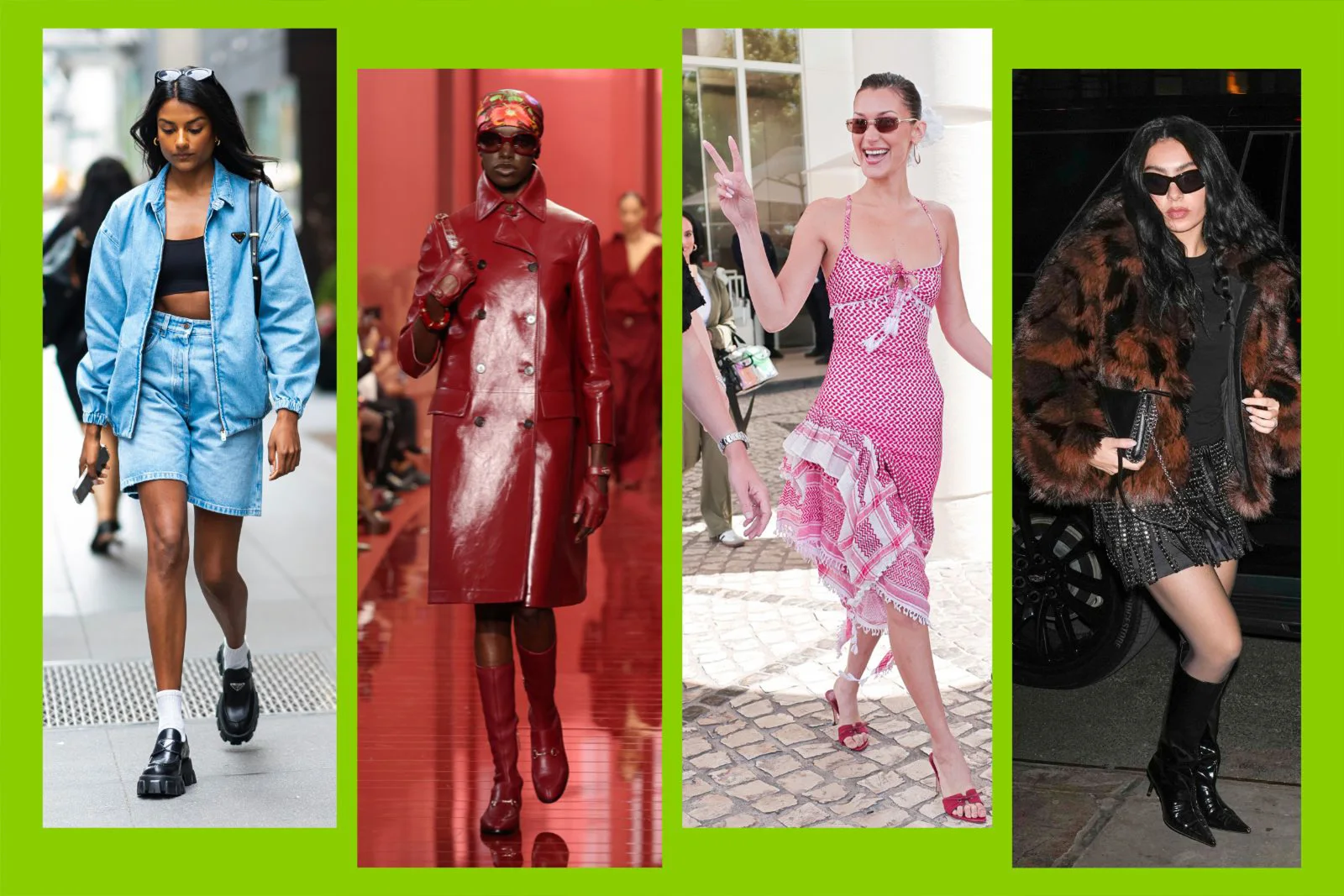 Montage of women wearing wearing examples of 2024 fashion trends 