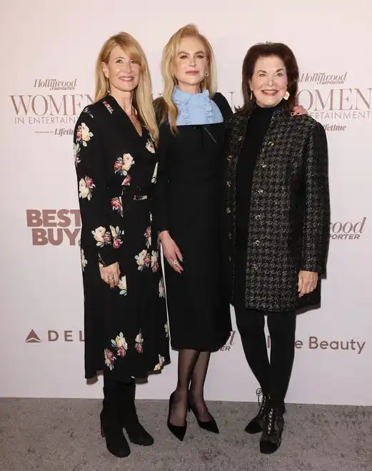 Laura Dern, left, and former film studio executive Sherry Lansing, right, pose with Kidman on the red carpet. The Australian actress was honored with the Sherry Lansing Leadership Award for her trailblazing contributions to entertainment.