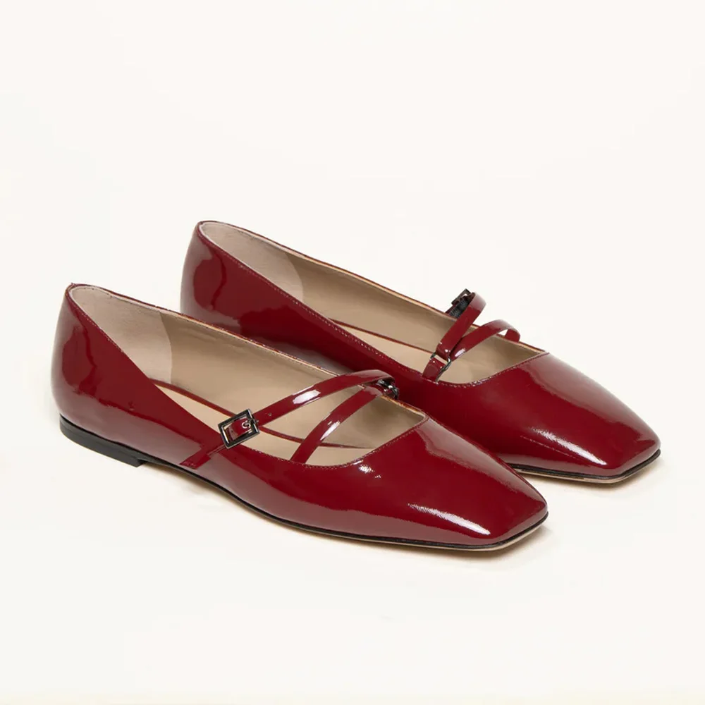 red mary jane flats 