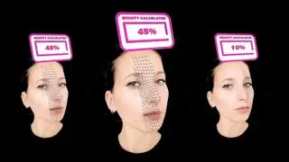 Sarah Amrani's face analysed by AI