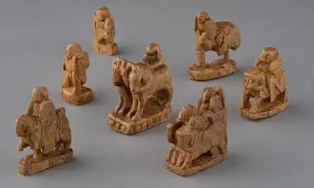 This set of seven ivory chess pieces is the oldest set known to this day