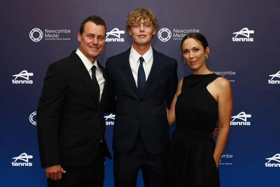 Lleyton Hewitt, Cruz Hewitt and Bec Hewitt. Photo: Getty 