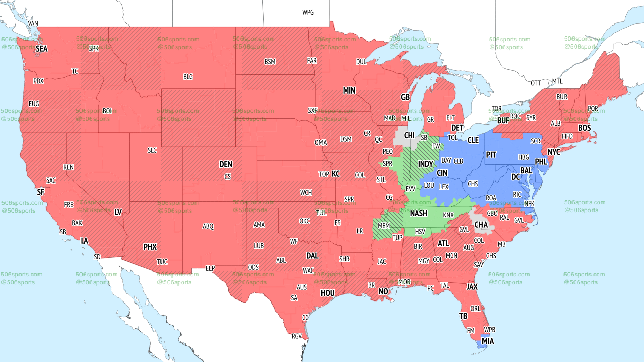 TV broadcast maps, announcers for Week 16 of NFL action