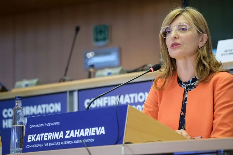 Commissioners-Designate Ekaterina Zakharieva speaks during a European Parliament hearing in Belgium.