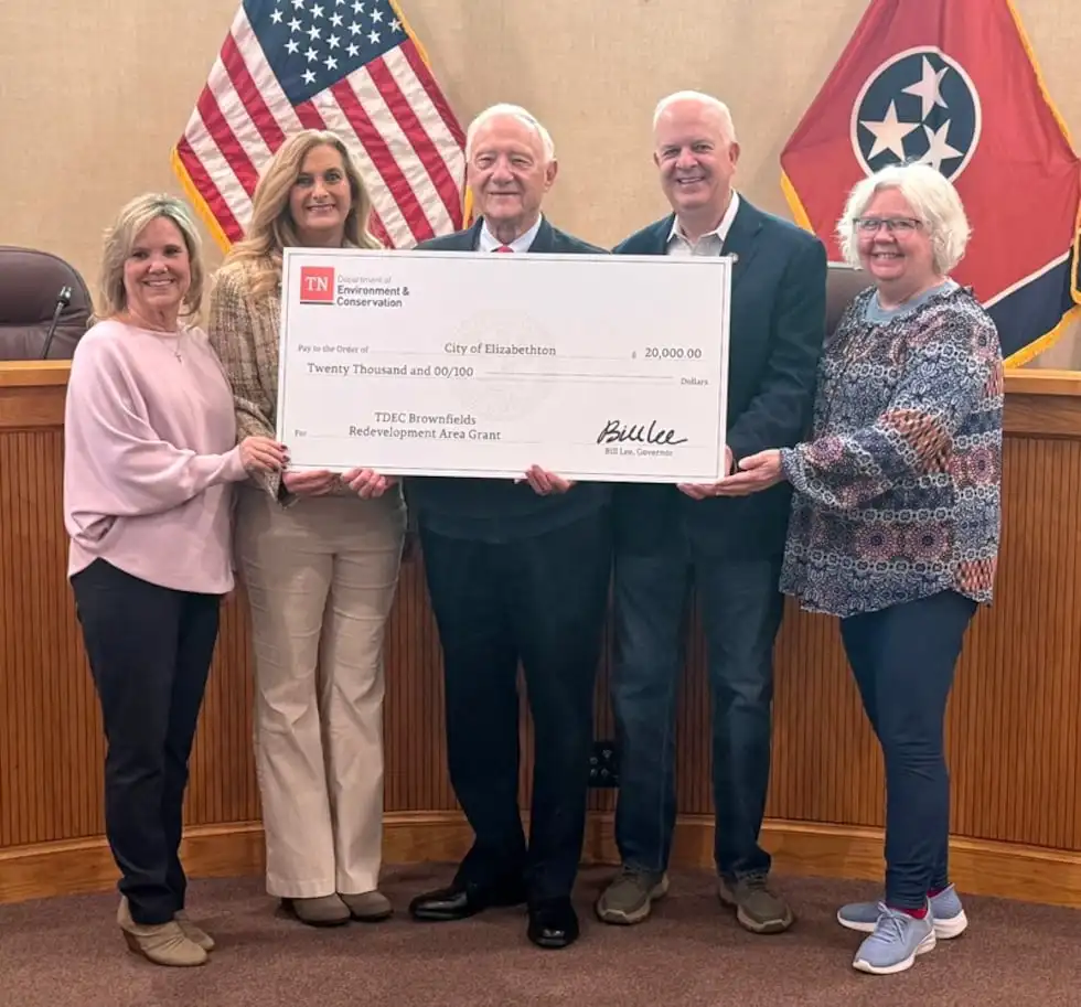 The Tennessee Department of Environment and Conservation (TDEC) presents a check for $20,000...