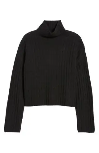 Open Edit Women's Cotton Blend Rib Funnel Neck Sweater (Was $70) 