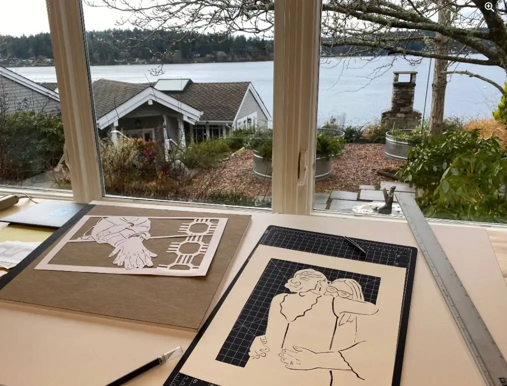 A room with a view  and art in the process of creation  at Vashon Artist Residency. (Courtesy photo.)