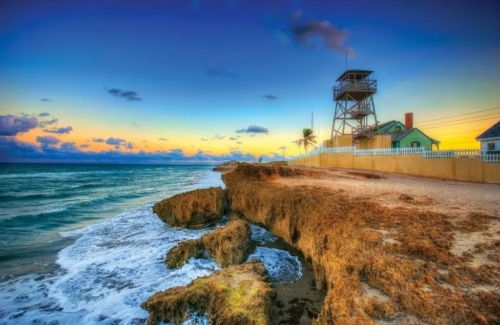 The Anastasia Formation of limestone cliffs line the shores of the Atlantic at the House of Refuge on Hutchinson Island. Photo courtesy of Martin County Office of Tourism and Marketing