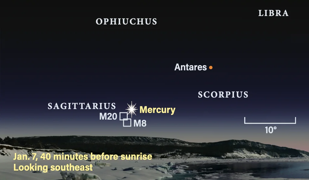 The sky on Jan. 7, 2025, 40 minutes before sunrise, looking southeast