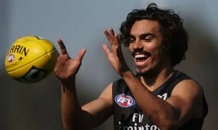 Armstrong during a Collingwood Magpies AFL training session in 2014.