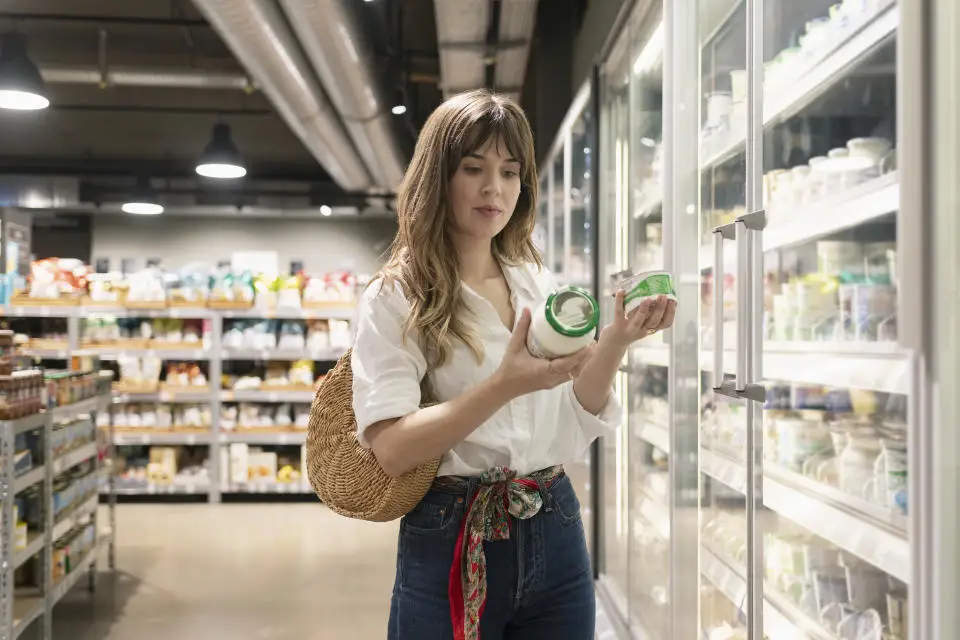 Woman shopping in grocery store