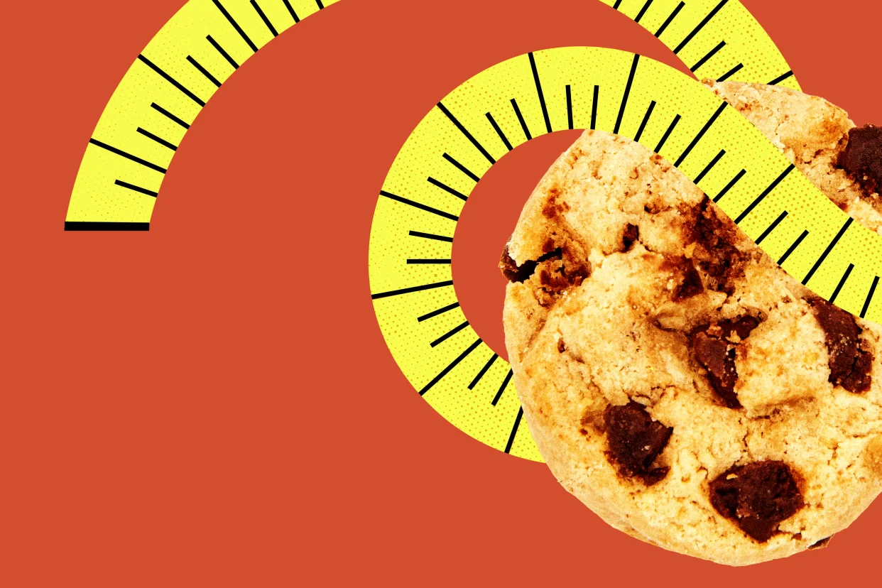 Photo illustration of a Caramel Chocolate Chip cookie.