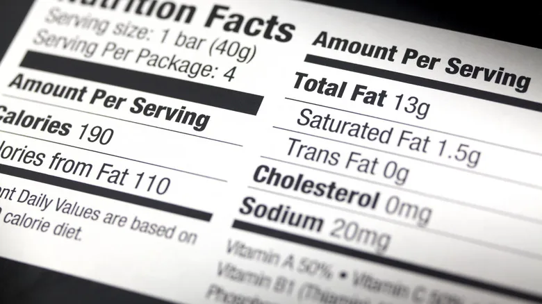 Nutritional label