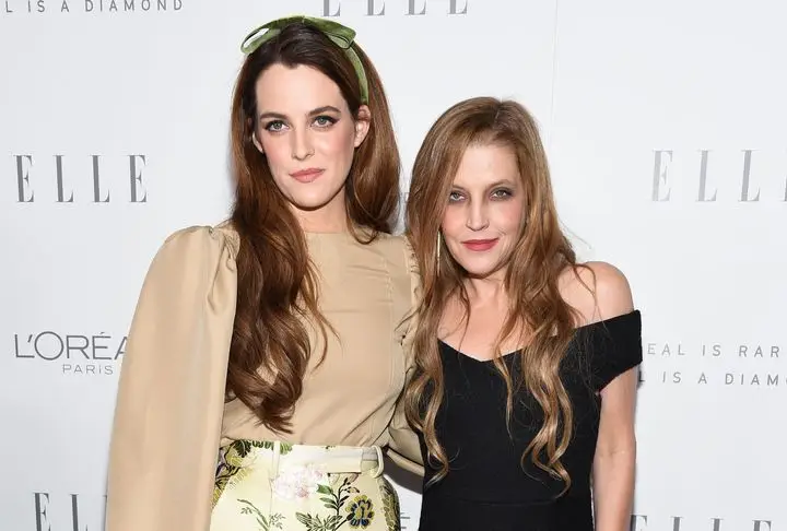 Riley Keough (left) with her mom, who died in 2023 at age 54, at an Oct. 16, 2017, Women in Hollywood event in Los Angeles.