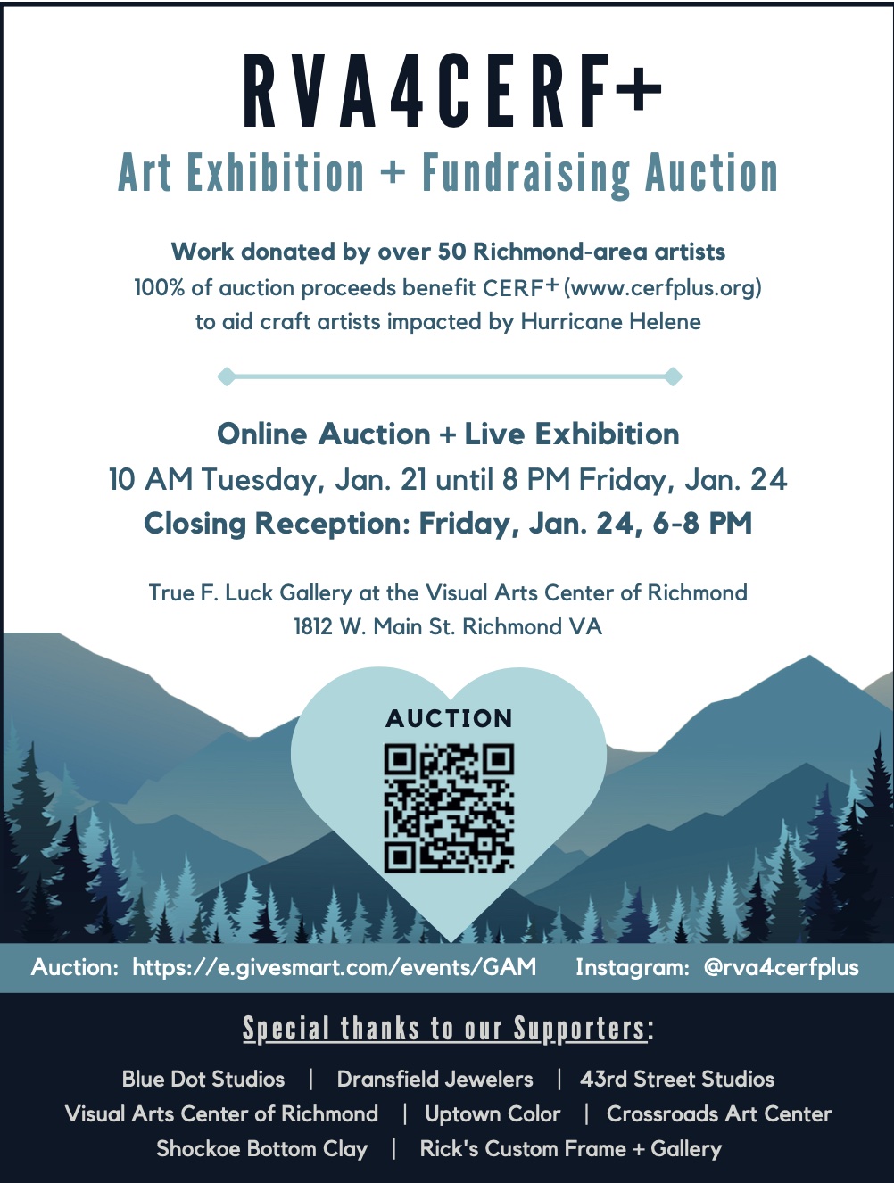 RVA4CERF+ Online Auction and Exhibit at Visual Art Art Center of Richmond