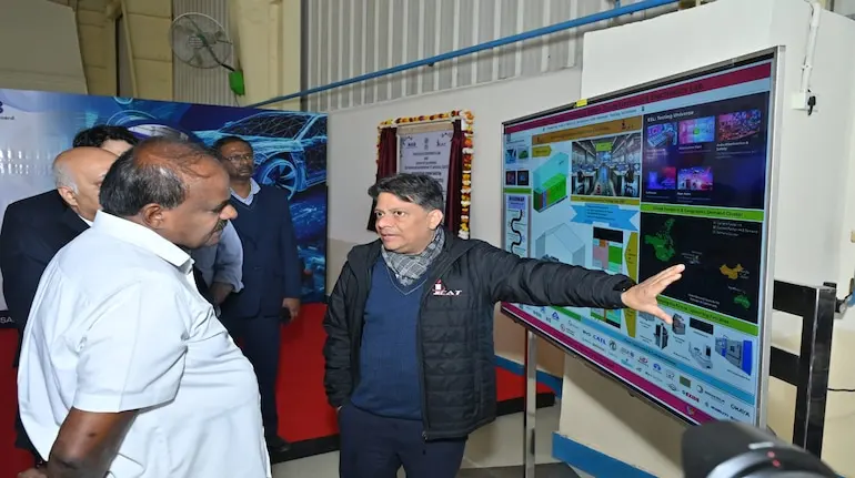 Union Minister for Heavy Industries HD Kumaraswamy at International Centre for Automotive Technology (ICAT) in Manesar, Haryana