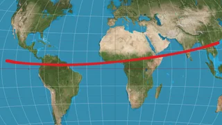 The current impact corridor of 2024 YT4 as calculated by Daniel Bamberger, Northolt Branch Observatories