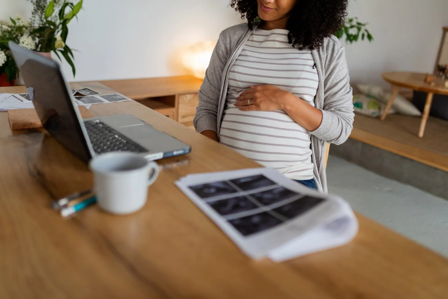 pregnant woman during an online appointment