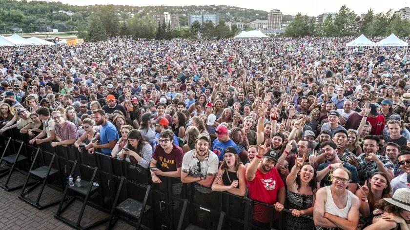 A sold-out crowd at Bayfront Festival Park gathers to see Trampled by Turtles performs in Duluth Saturday night. (Clint Austin / caustin@duluthnews.com)