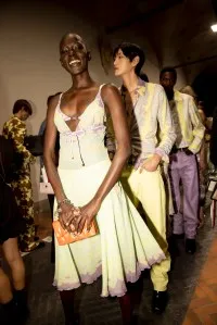 Backstage at Versace Spring 2025 Ready-To-Wear Collection at Milan Fashion Week