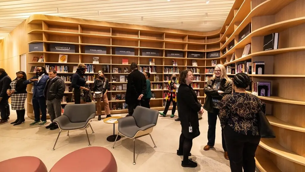 Photograph of Brooklyn Public Library's new Library for Arts and Culture. Photo by Gregg Richards, courtesy of Brooklyn Public Library