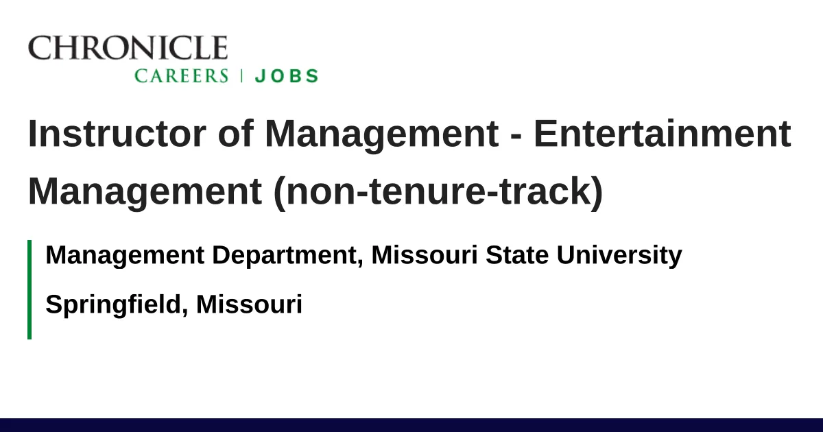 Instructor of Management – Entertainment Management (non-tenure-track)