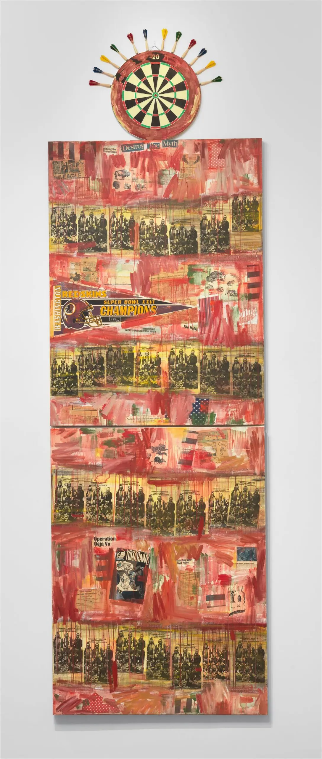 Ms. Smith's 1992 piece “Target,” a work of mixed media on canvas, was the first Native American painting acquired by the National Gallery of Art. 