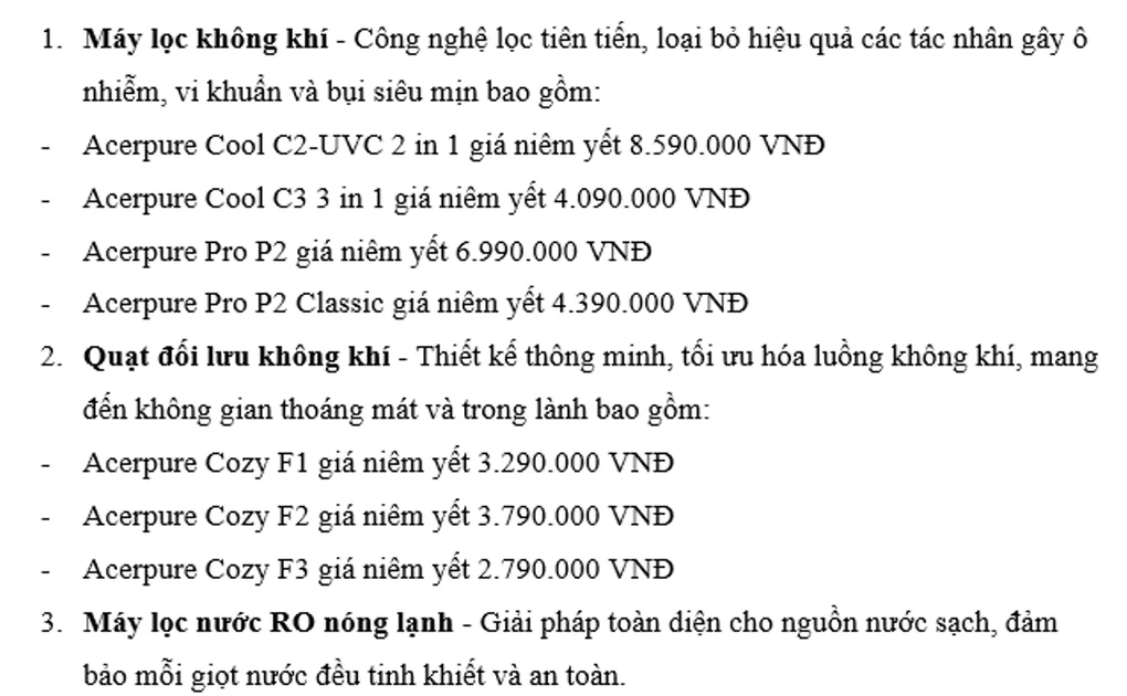 Acerpure mở bán tại Việt Nam cùng ưu đãi hấp dẫn tại Phong Vũ - 2 Acerpure mở bán tại Việt Nam cùng ưu đãi hấp dẫn tại Phong Vũ - 2