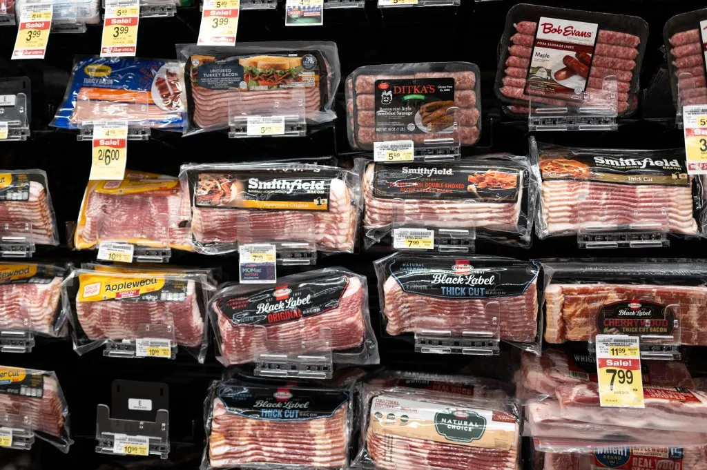 Processed meat for sale on a grocery store shelf in Chicago, Illinois on January 15, 2025