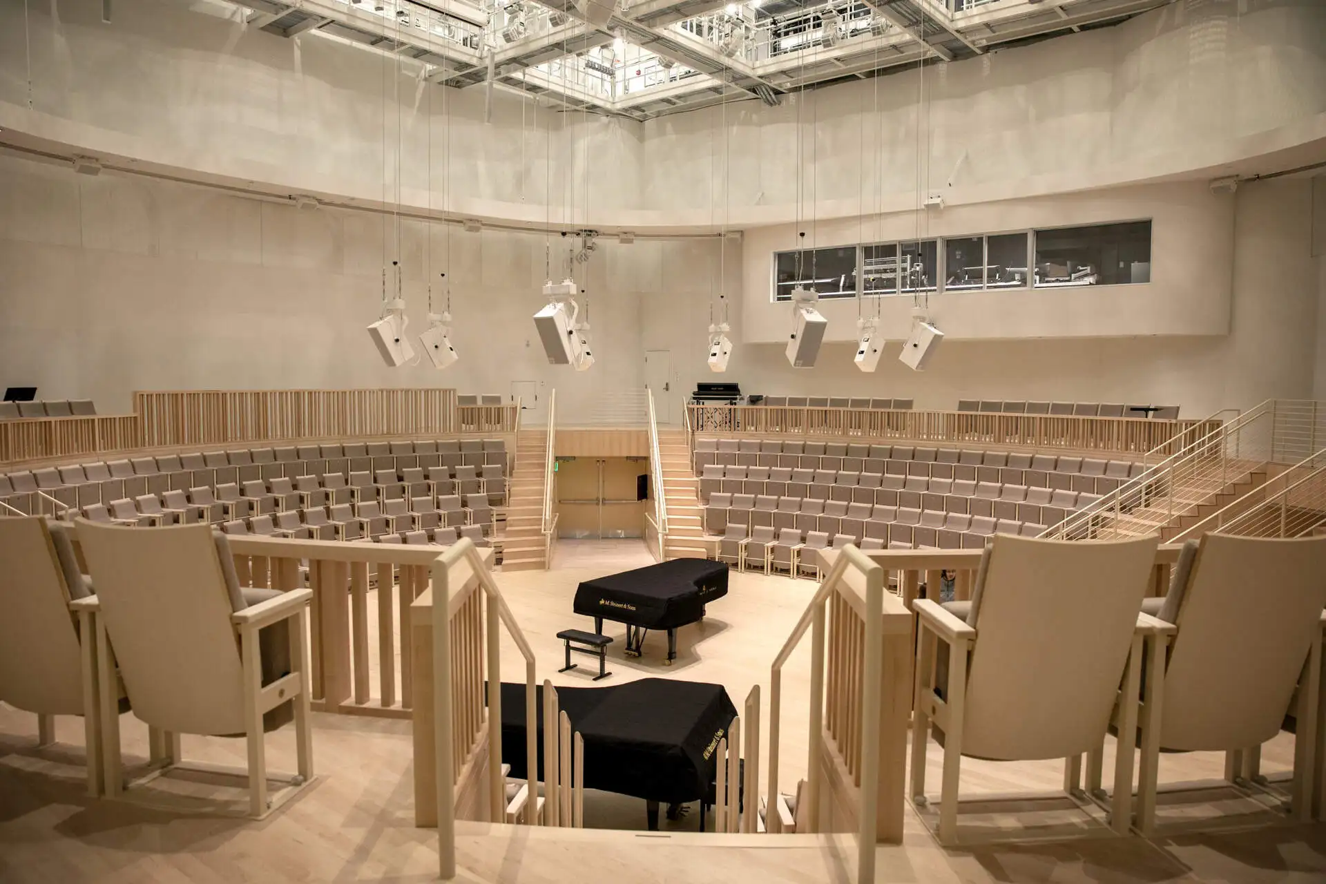 The Thomas Tull Concert Hall at MIT's Edward and Joyce Linde Music Building, on Amherst Street in Cambridge, Mass. (Robin Lubbock/WBUR)