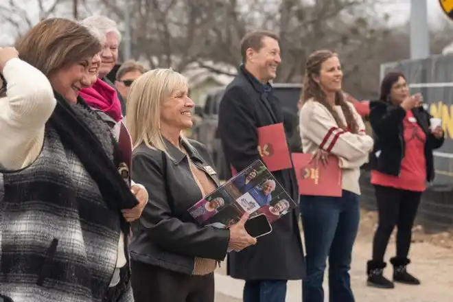 Community members applaud as the Bastrop County Emergency Food Pantry breaks ground on a new nutrition and education center Friday, Feb. 14, 2025. The new facility will feature a grocery store where neighbor’s can “shop” for their own food and will be able to double the inventory capacity of the Food Pantry to 1 million pounds.