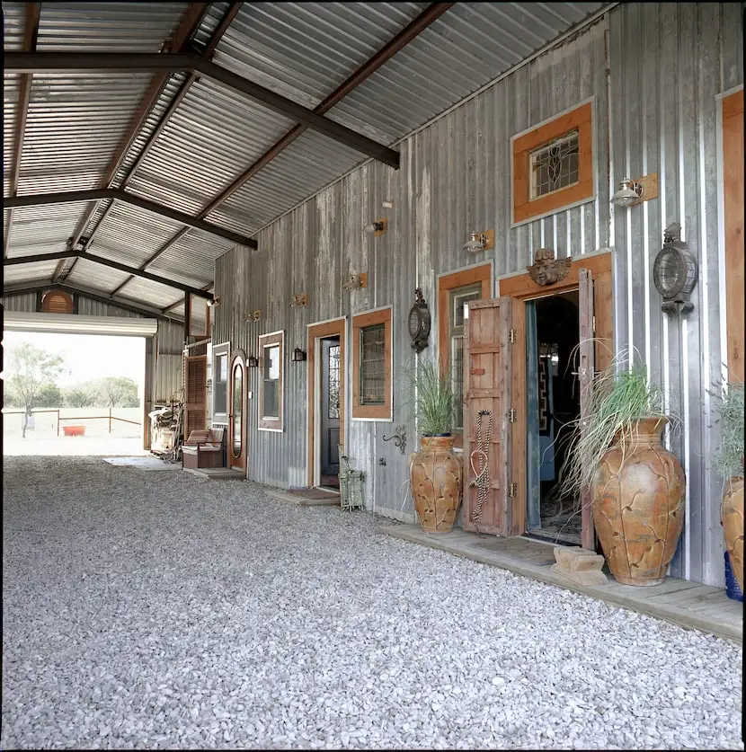 Home on the range: The Blakes' custom home shelters horses on the left, humans (and a...