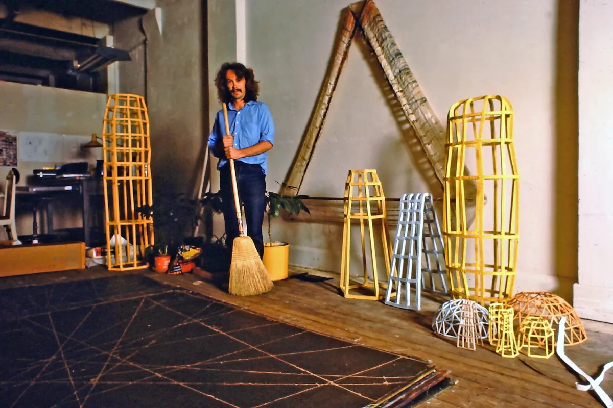 Sculptor Jon Peterson in 239 S LA Street loft (1979) from documentary Young Turks.jpg