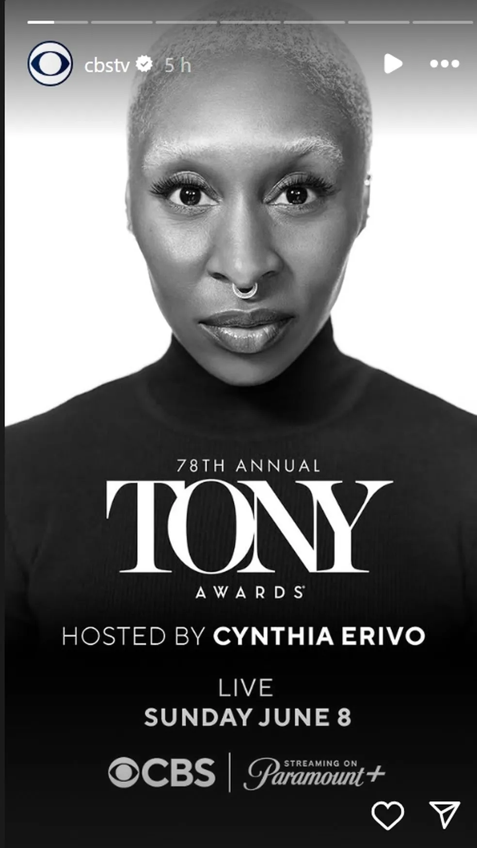 Cynthia Eiro apresentará o Tony Award — Foto: Reprodução/Instagram