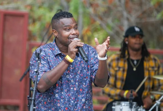 San Diego poet Gil Sotu performs a live spoken word concert in San Diego in Nov. 2020. (Eduardo Contreras / The San Diego Union-Tribune)