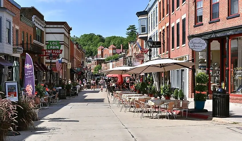 Downtown shops and restaurants in Galena, Illinois