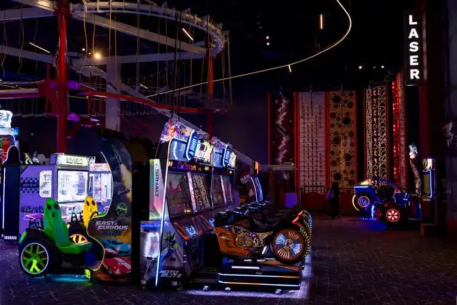 Gamescape, El Paso’s new all-ages entertainment spot by Cinemark, features arcade games, laser tag and a Sky Trail ropes course, as seen on Friday, Feb. 21, 2025.