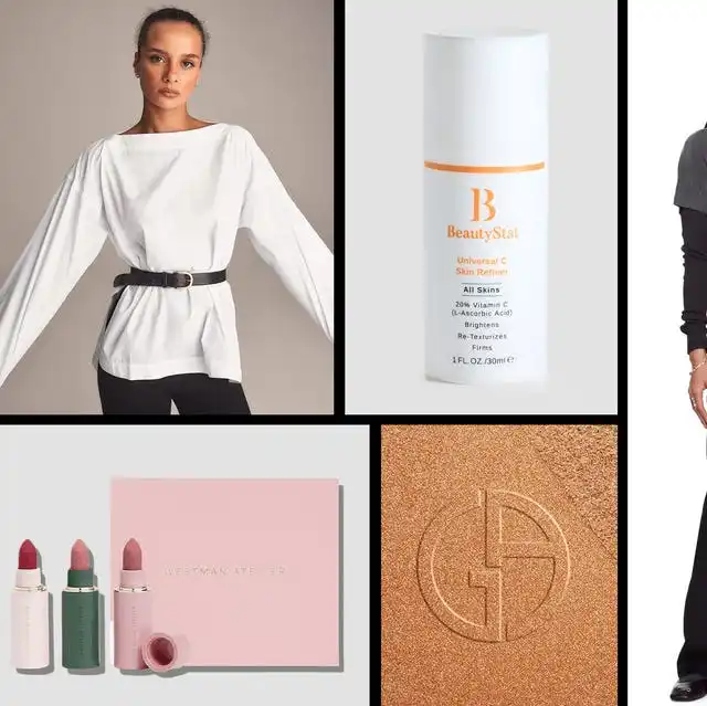 fashion and beauty products showcasing clothing skincare and makeup