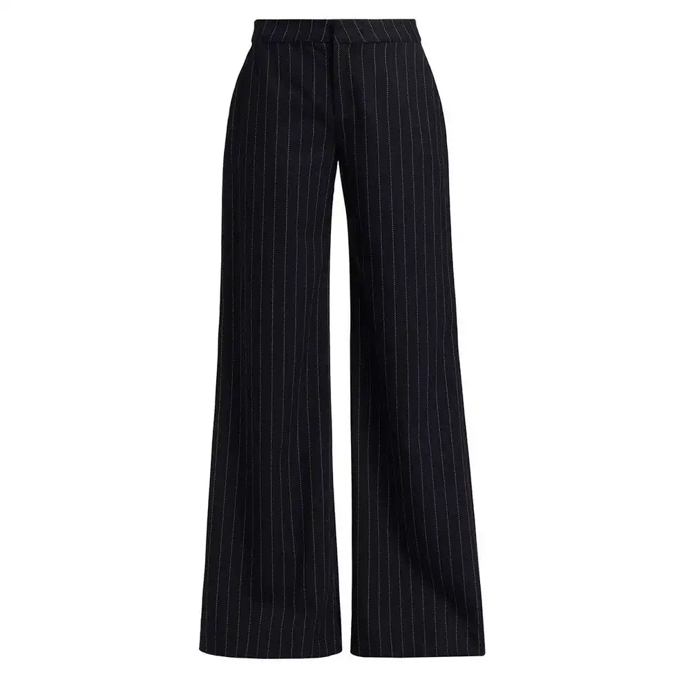 Allanah Pinstripe Mid-Rise Straight-Leg Pants